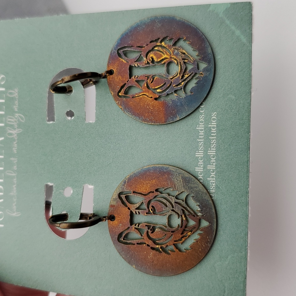 Bronze Wolf Earrings 🐺